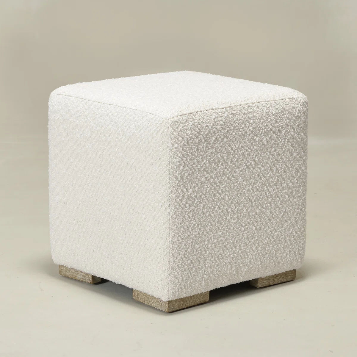 Wide Modern Square Boucle Upholstered Ottoman thumbnail 4